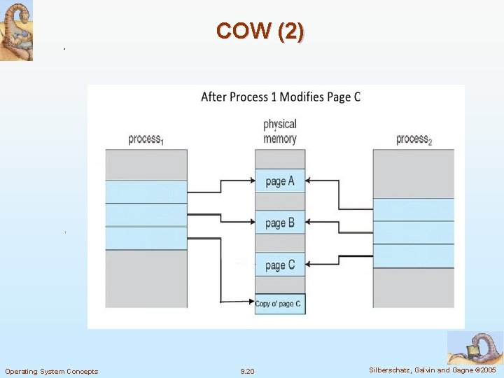 COW (2) Operating System Concepts 9. 20 Silberschatz, Galvin and Gagne © 2005 