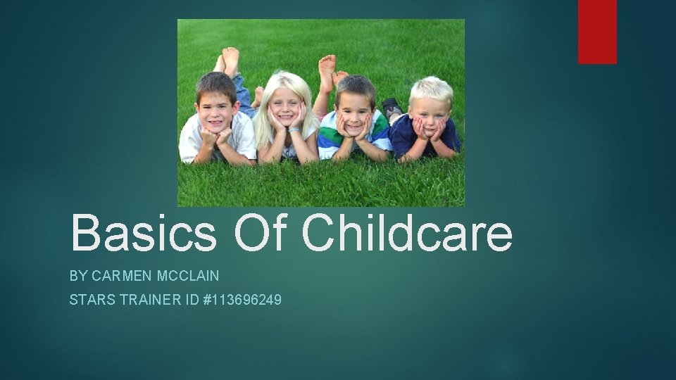 Basics Of Childcare BY CARMEN MCCLAIN STARS TRAINER ID #113696249 