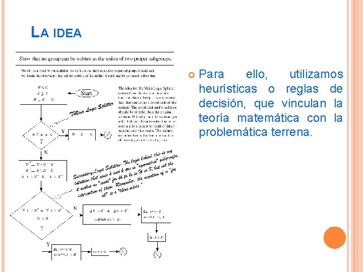 LA IDEA Para ello, utilizamos heurísticas o reglas de decisión, que vinculan la teoría