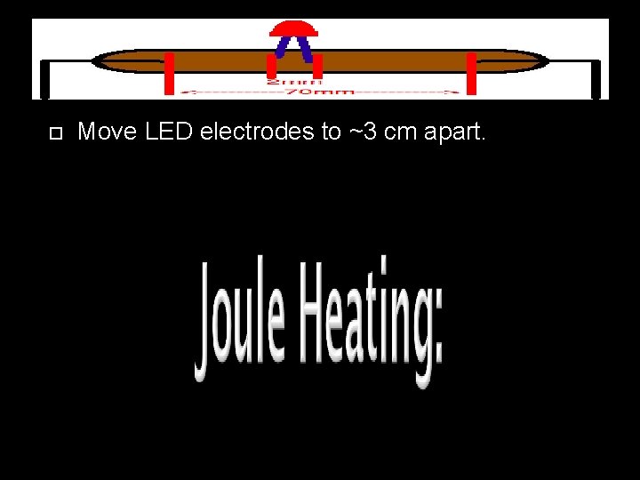  Move LED electrodes to ~3 cm apart. 