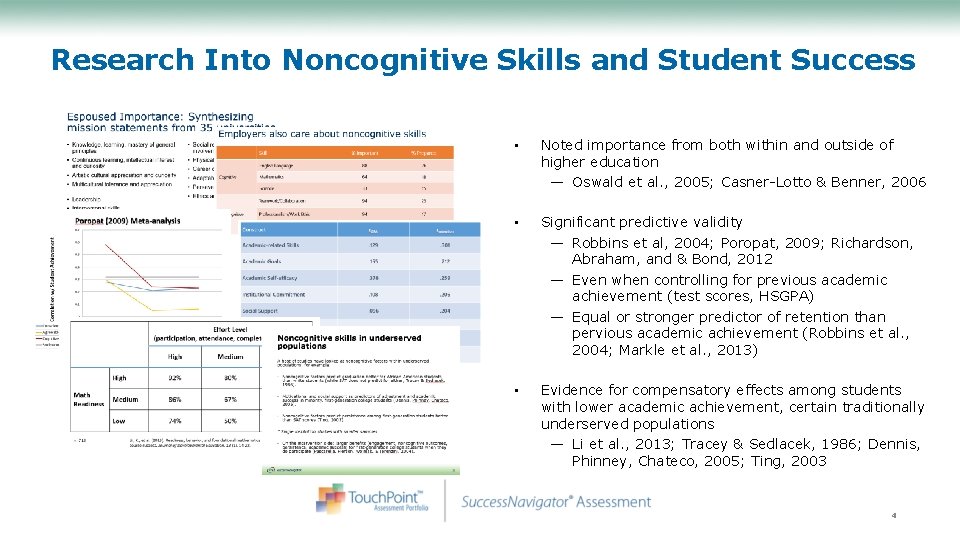 Research Into Noncognitive Skills and Student Success • Noted importance from both within and