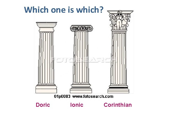 Which one is which? Doric Ionic Corinthian 