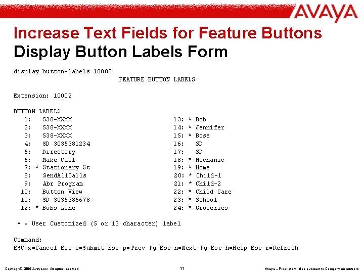 Increase Text Fields for Feature Buttons Display Button Labels Form display button-labels 10002 FEATURE