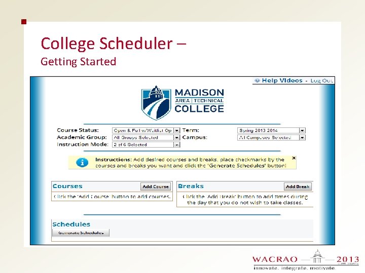 College Scheduler – Getting Started 