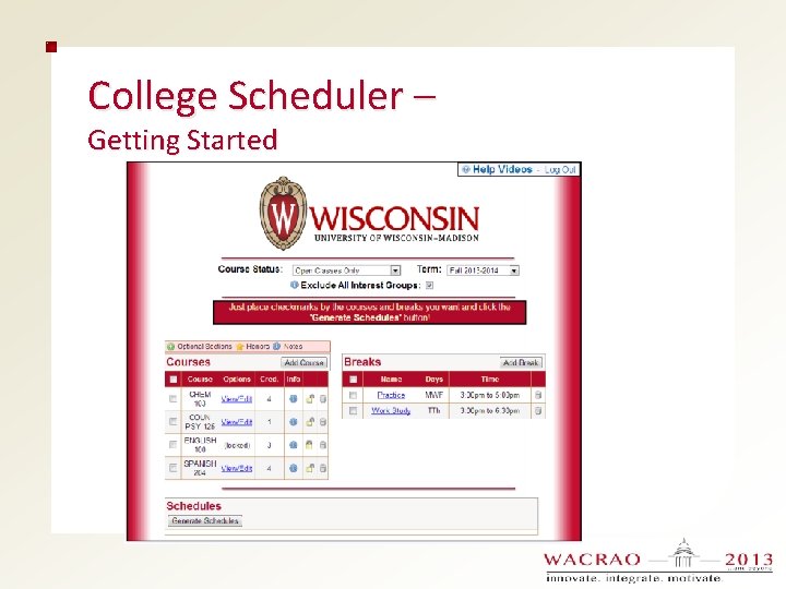 College Scheduler – Getting Started 