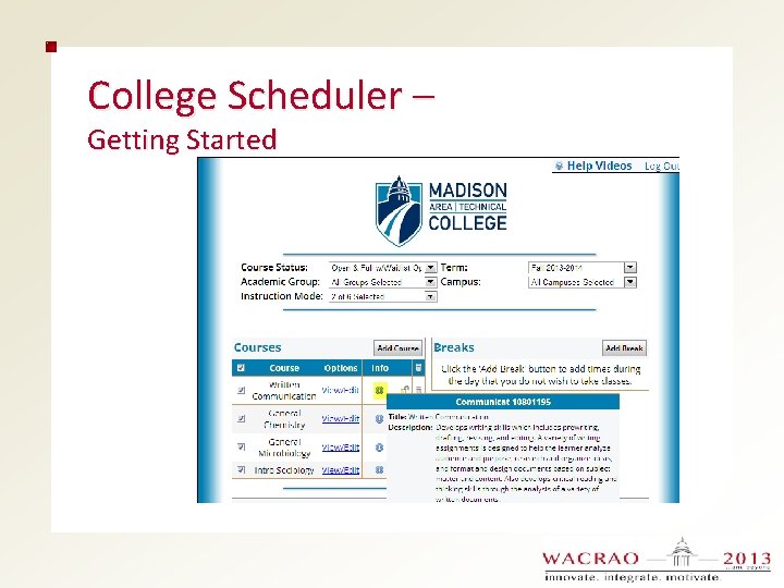 College Scheduler – Getting Started 