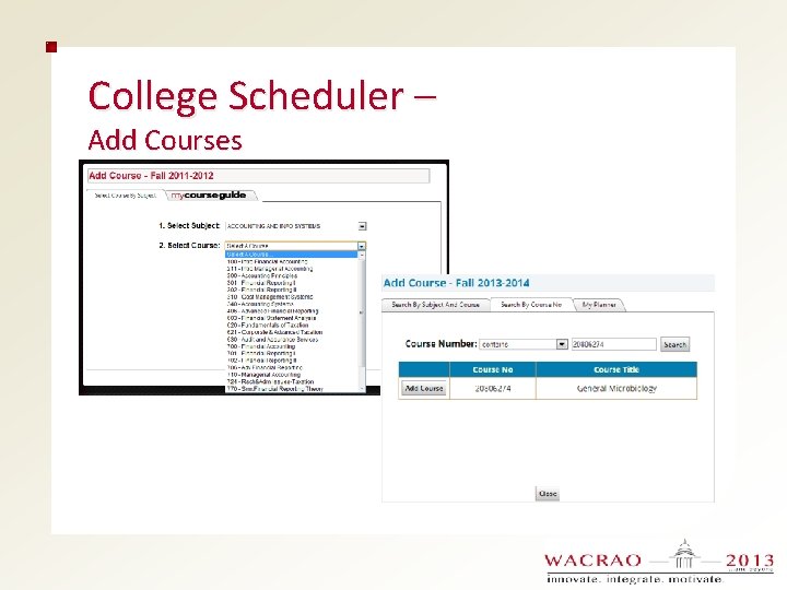 College Scheduler – Add Courses 