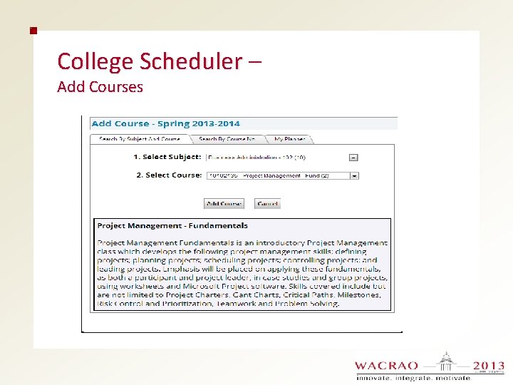 College Scheduler – Add Courses 