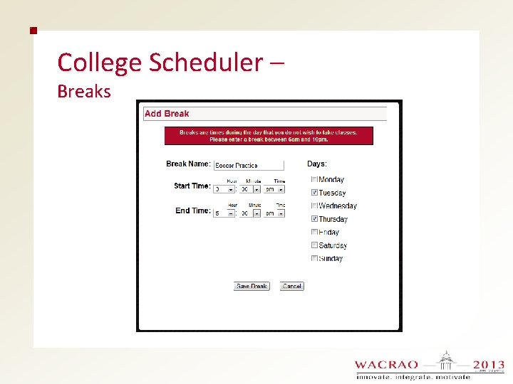 College Scheduler – Breaks 