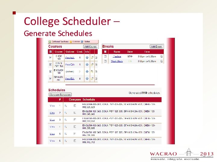 College Scheduler – Generate Schedules 