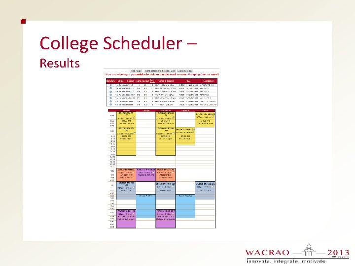 College Scheduler – Results 