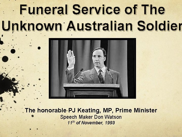 Funeral Service of The Unknown Australian Soldier The
