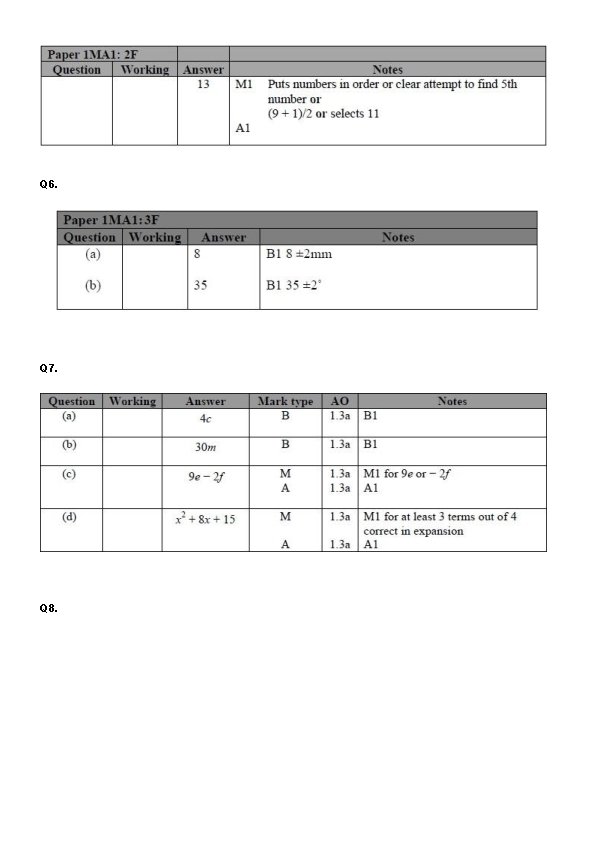 Q 6. Q 7. Q 8. 