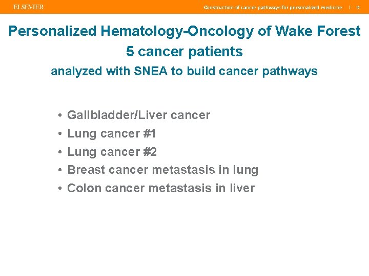 Construction of cancer pathways for personalized medicine | 10 Personalized Hematology-Oncology of Wake Forest