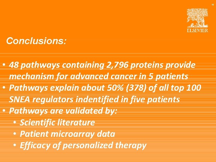 Construction of cancer pathways for personalized medicine Conclusions: • 48 pathways containing 2, 796