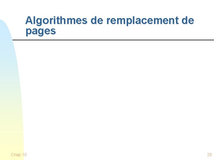 Algorithmes de remplacement de pages Chap 10 28 