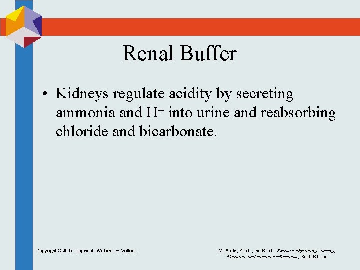 Renal Buffer • Kidneys regulate acidity by secreting ammonia and H+ into urine and Renal Buffer • Kidneys regulate acidity by secreting ammonia and H+ into urine and