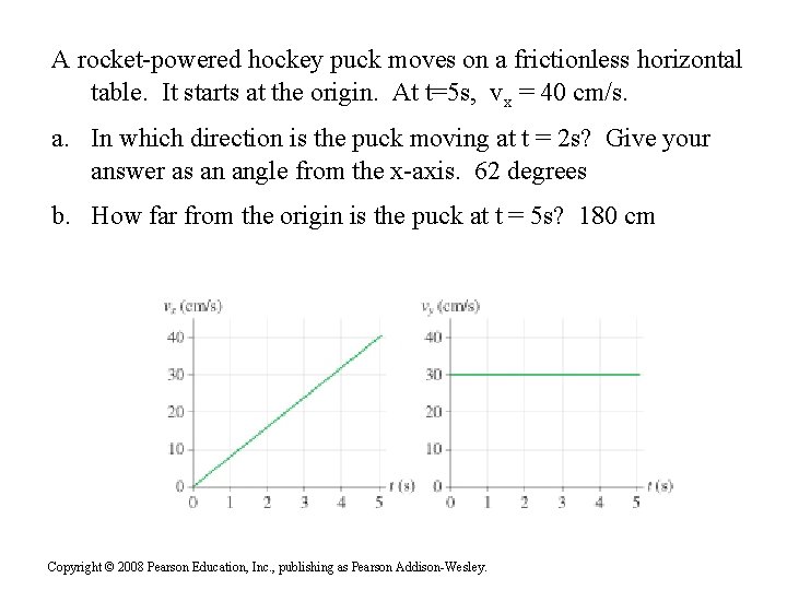 A rocket-powered hockey puck moves on a frictionless horizontal table. It starts at the