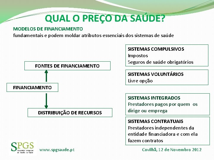 QUAL O PREÇO DA SAÚDE? MODELOS DE FINANCIAMENTO fundamentais e podem moldar atributos essenciais QUAL O PREÇO DA SAÚDE? MODELOS DE FINANCIAMENTO fundamentais e podem moldar atributos essenciais