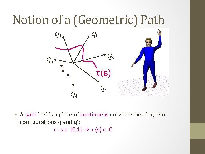 Notion of a (Geometric) Path q 0 q 1 q 2 qn t(s) q