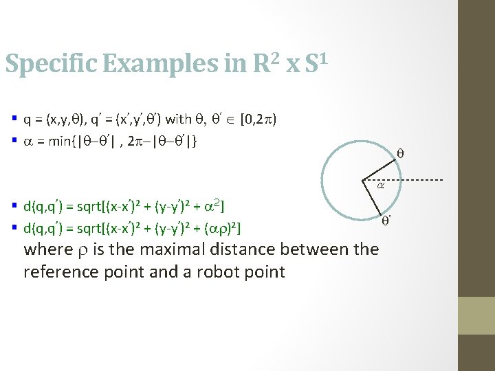 Specific Examples in R 2 x S 1 § q = (x, y, q),