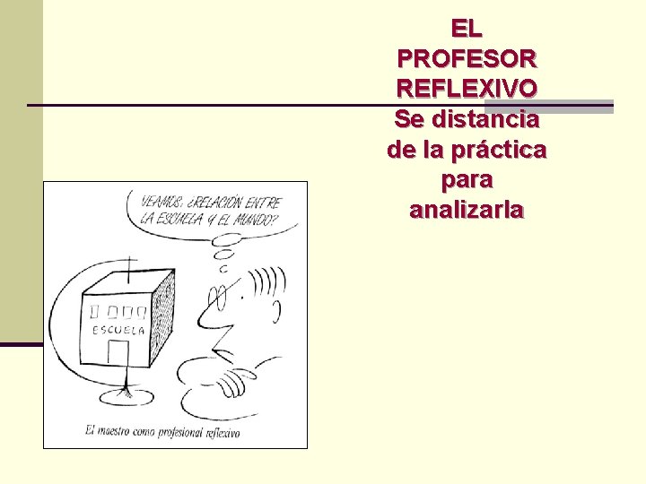 EL PROFESOR REFLEXIVO Se distancia de la práctica para analizarla 