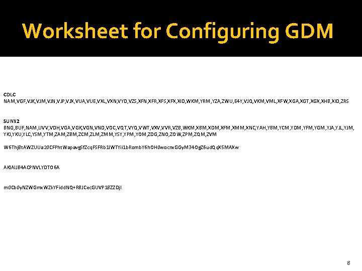 Worksheet for Configuring GDM CDLC NAM, VGF, VJK, VJM, VJN, VJP, VJX, VUA, VUE,