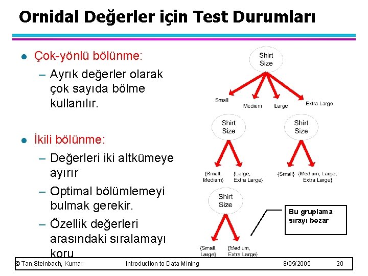 Ornidal Değerler için Test Durumları l Çok-yönlü bölünme: – Ayrık değerler olarak çok sayıda