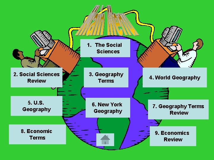 1. The Social Sciences 2. Social Sciences Review 3. Geography Terms 5. U. S.