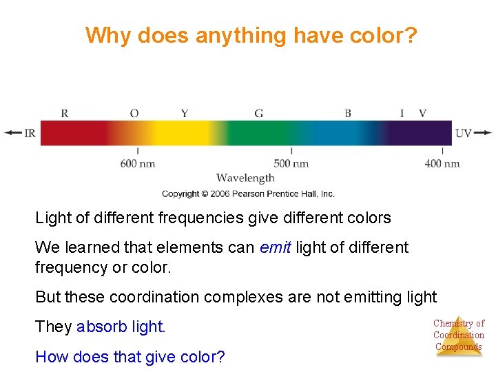 Why does anything have color? Light of different frequencies give different colors We learned
