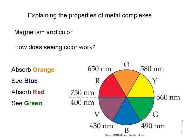 Explaining the properties of metal complexes Magnetism and color How does seeing color work?