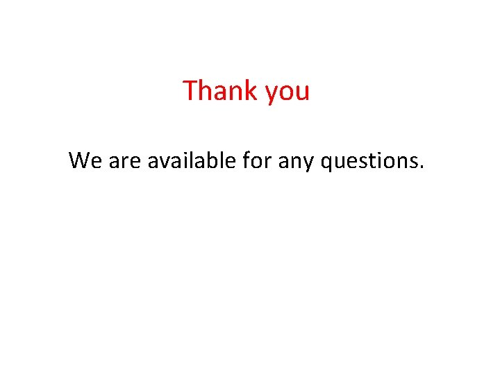 Thank you We are available for any questions. Thank you We are available for any questions.