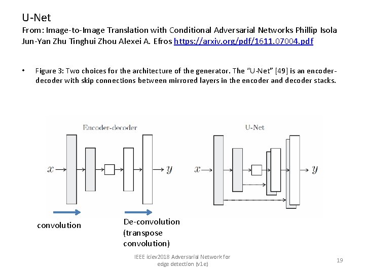 U-Net From: Image-to-Image Translation with Conditional Adversarial Networks Phillip Isola Jun-Yan Zhu Tinghui Zhou