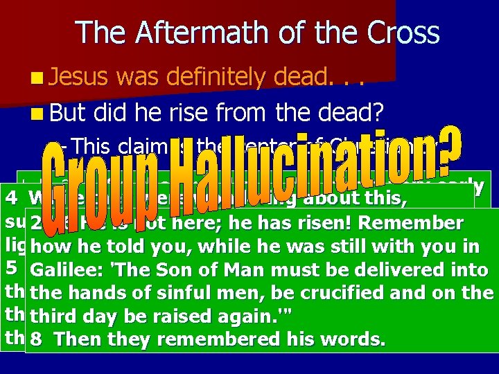 The Aftermath of the Cross n Jesus was definitely dead. . . n But The Aftermath of the Cross n Jesus was definitely dead. . . n But