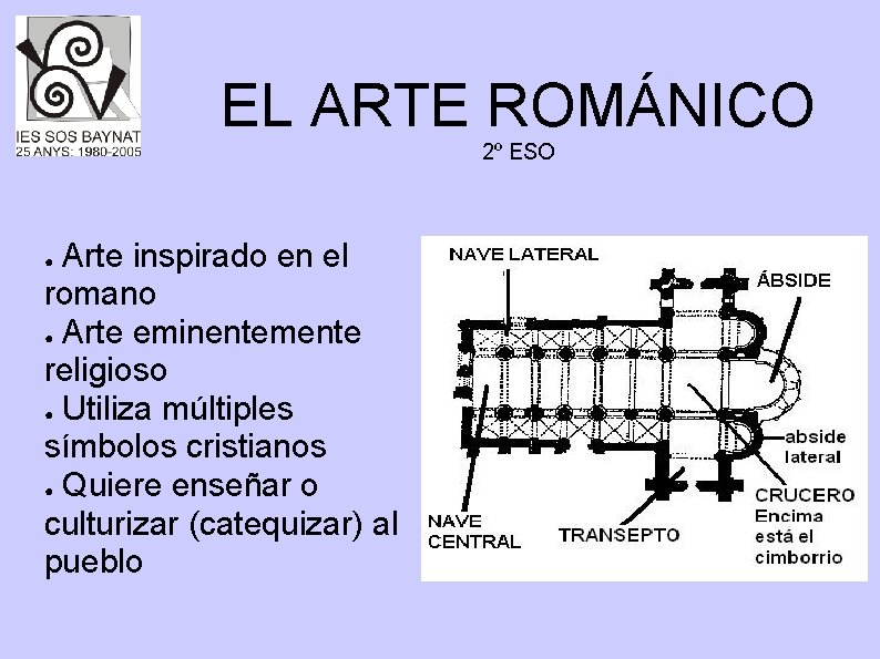EL ARTE ROMÁNICO 2º ESO Arte inspirado en el romano ● Arte eminentemente religioso