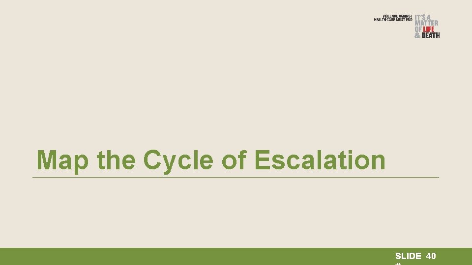 Map the Cycle of Escalation SLIDE 40 