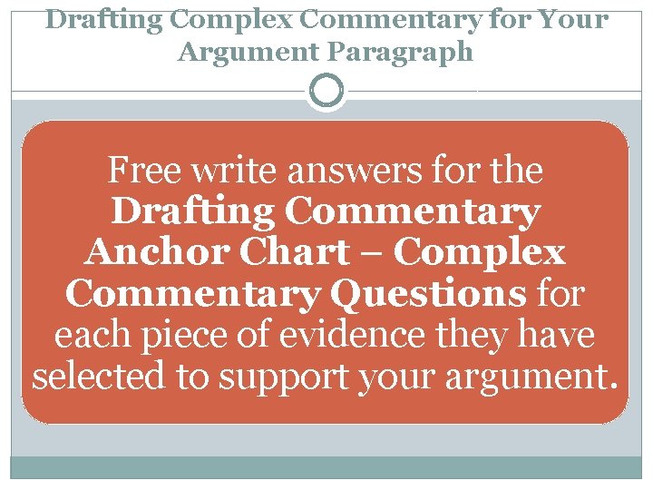 Drafting Complex Commentary for Your Argument Paragraph Free write answers for the Drafting Commentary