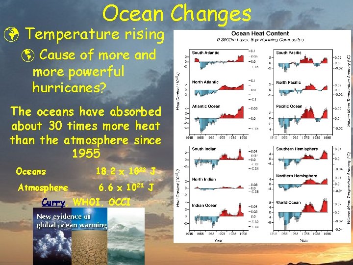 Ocean Changes ü Temperature rising þ Cause of more and more powerful hurricanes? The