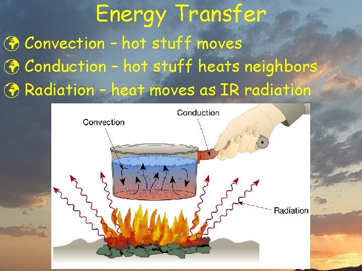 Energy Transfer ü Convection – hot stuff moves ü Conduction – hot stuff heats