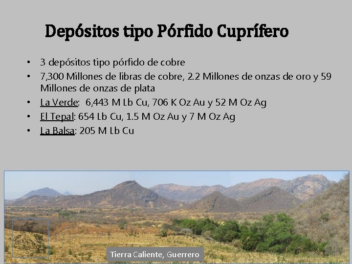Depósitos tipo Pórfido Cuprífero • 3 depósitos tipo pórfido de cobre • 7, 300