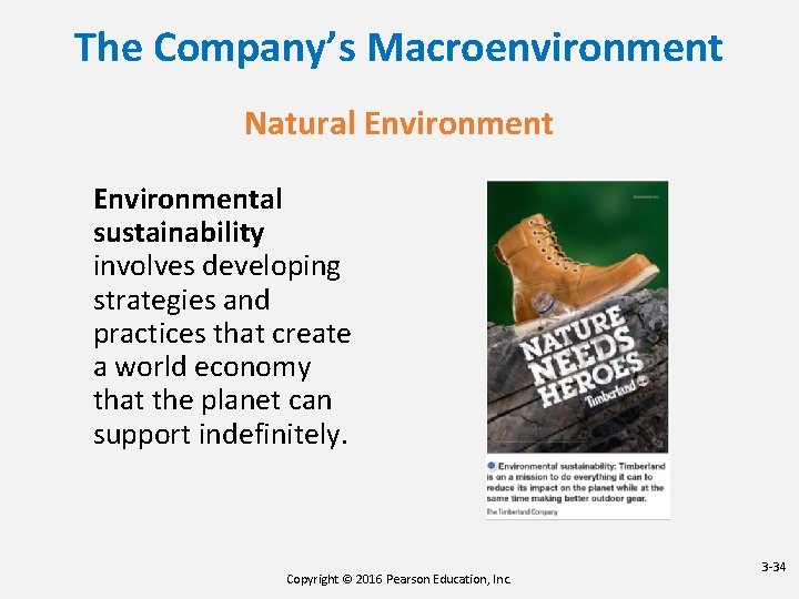 The Company’s Macroenvironment Natural Environmental sustainability involves developing strategies and practices that create a
