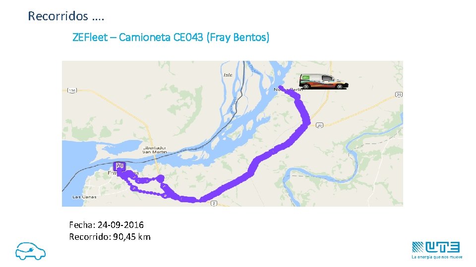 Recorridos …. ZEFleet – Camioneta CE 043 (Fray Bentos) Fecha: 24 -09 -2016 Recorrido: