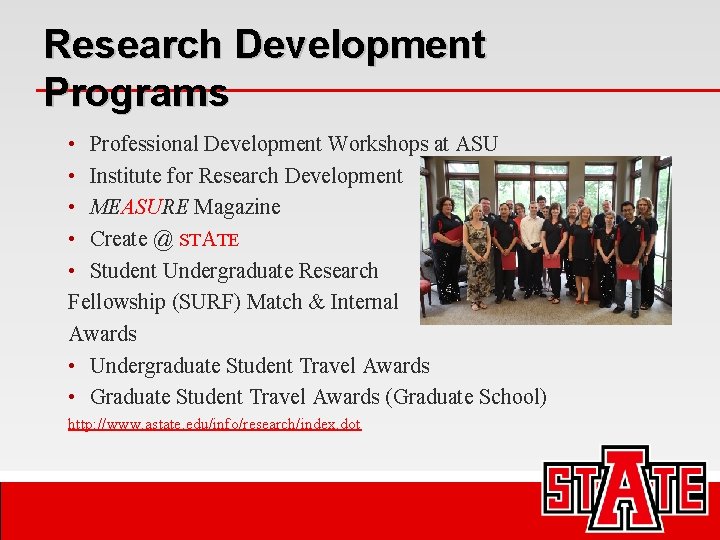 Research Development Programs • Professional Development Workshops at ASU • Institute for Research Development