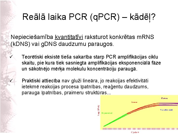 Reālā laika PCR (q. PCR) – kādēļ? Nepieciešamība kvantitatīvi raksturot konkrētas m. RNS (k.