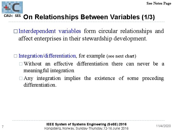 See Notes Page On Relationships Between Variables (1/3) � Interdependent variables form circular relationships
