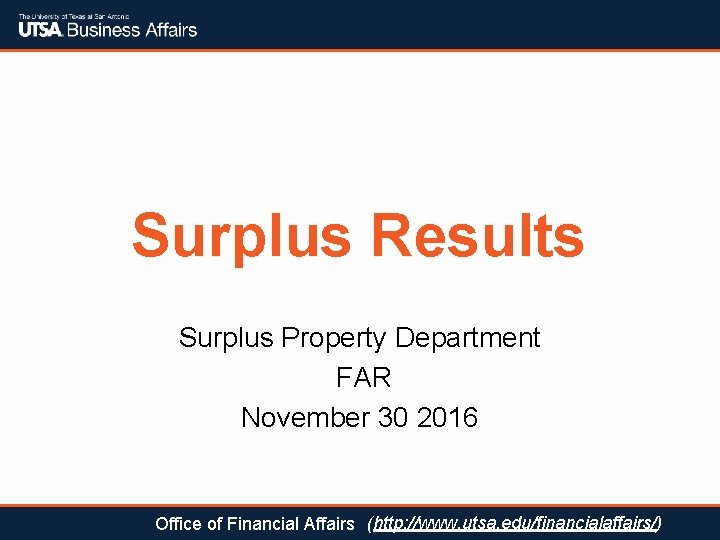 Surplus Results Surplus Property Department FAR November 30 2016 Office of Financial Affairs (http: