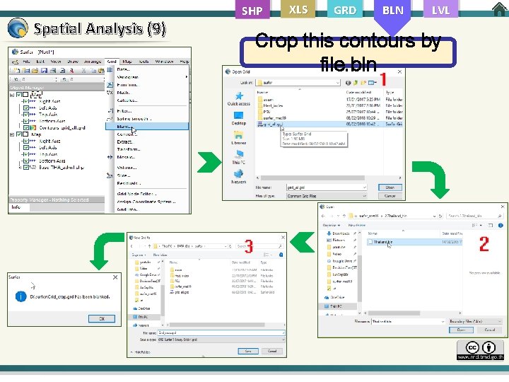 Spatial Analysis (9) SHP XLS GRD BLN LVL Crop this contours by file. bln