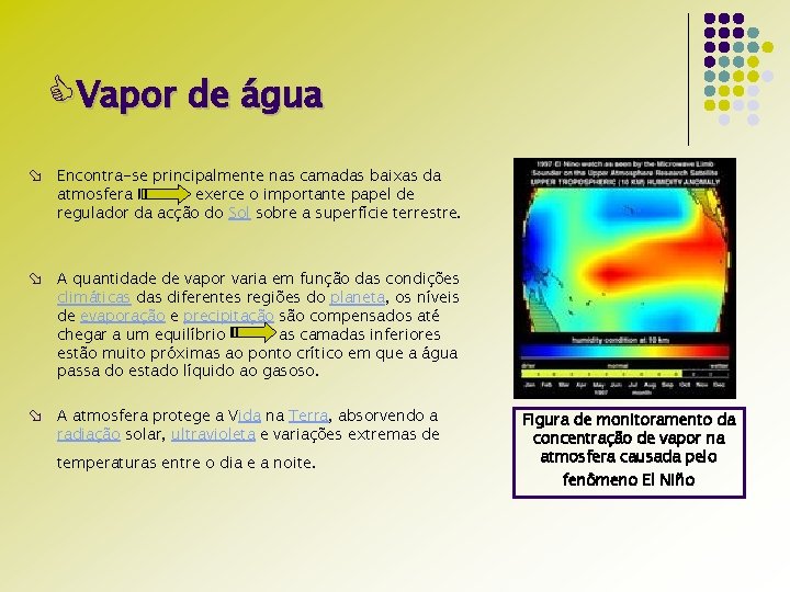 CVapor de água ø Encontra-se principalmente nas camadas baixas da atmosfera exerce o importante