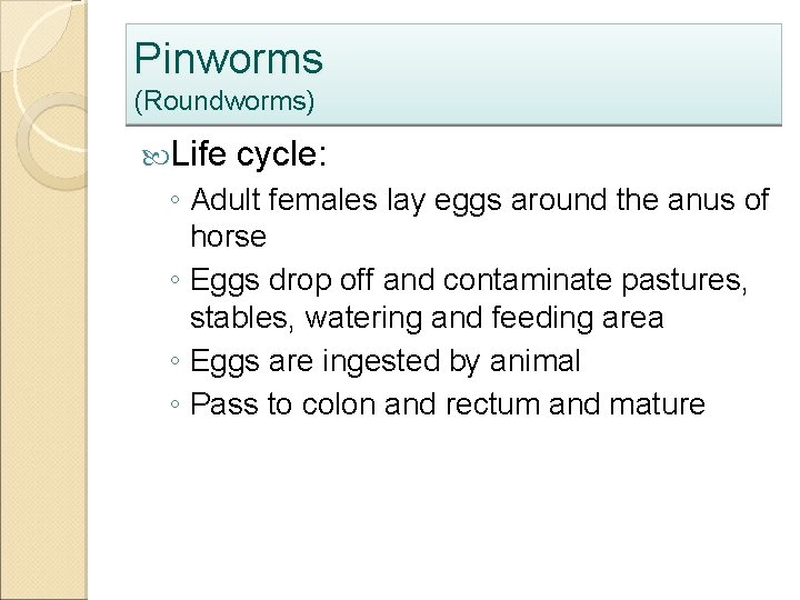 Internal Parasites of Livestock Internal Parasites of Livestock