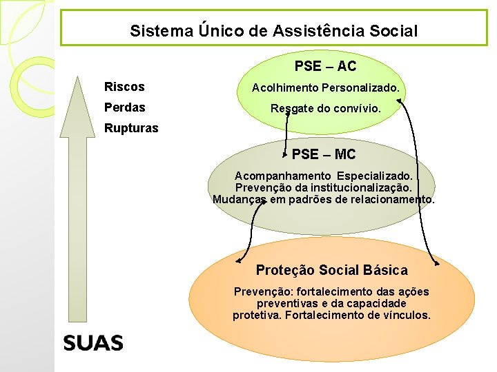 Sistema Único de Assistência Social PSE – AC Riscos Acolhimento Personalizado. Perdas Resgate do